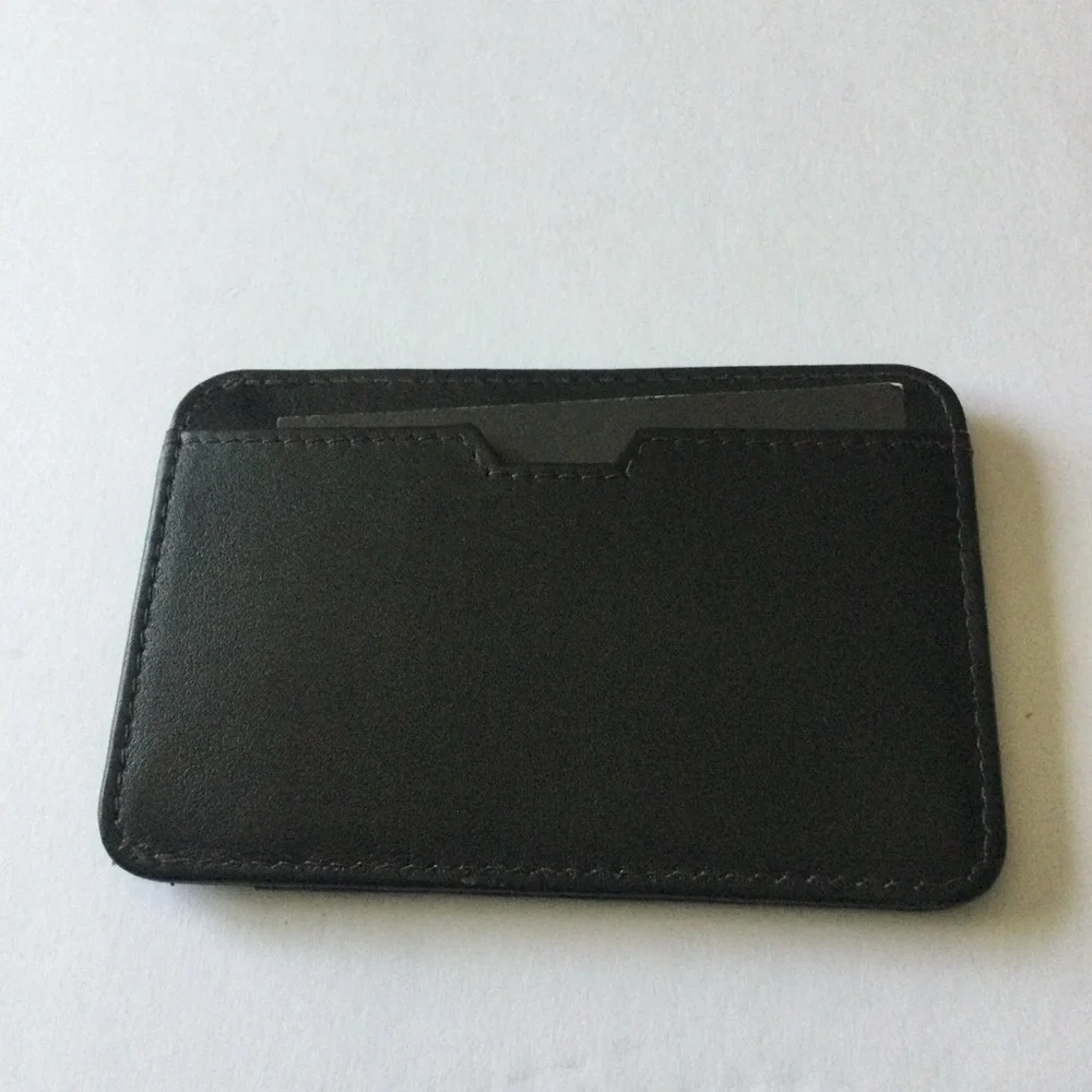 BOSCA ESSENTIALS LEATHER CARD CASE BLACK 4” NWT